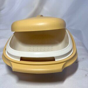 Tupperwear Vintage Harvest Gold 3 Pc. Microwave Steamer-Food Warmer Dish-1273  7